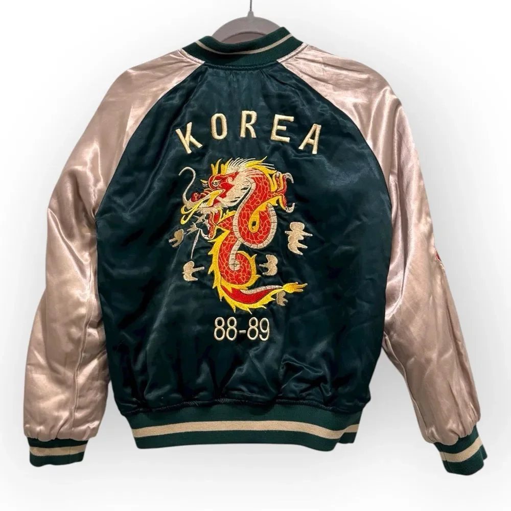 Topshop Rare Reversible Embroidered Sukajan Bomber Jacket – Size 4 (US) - Picture 3 of 6